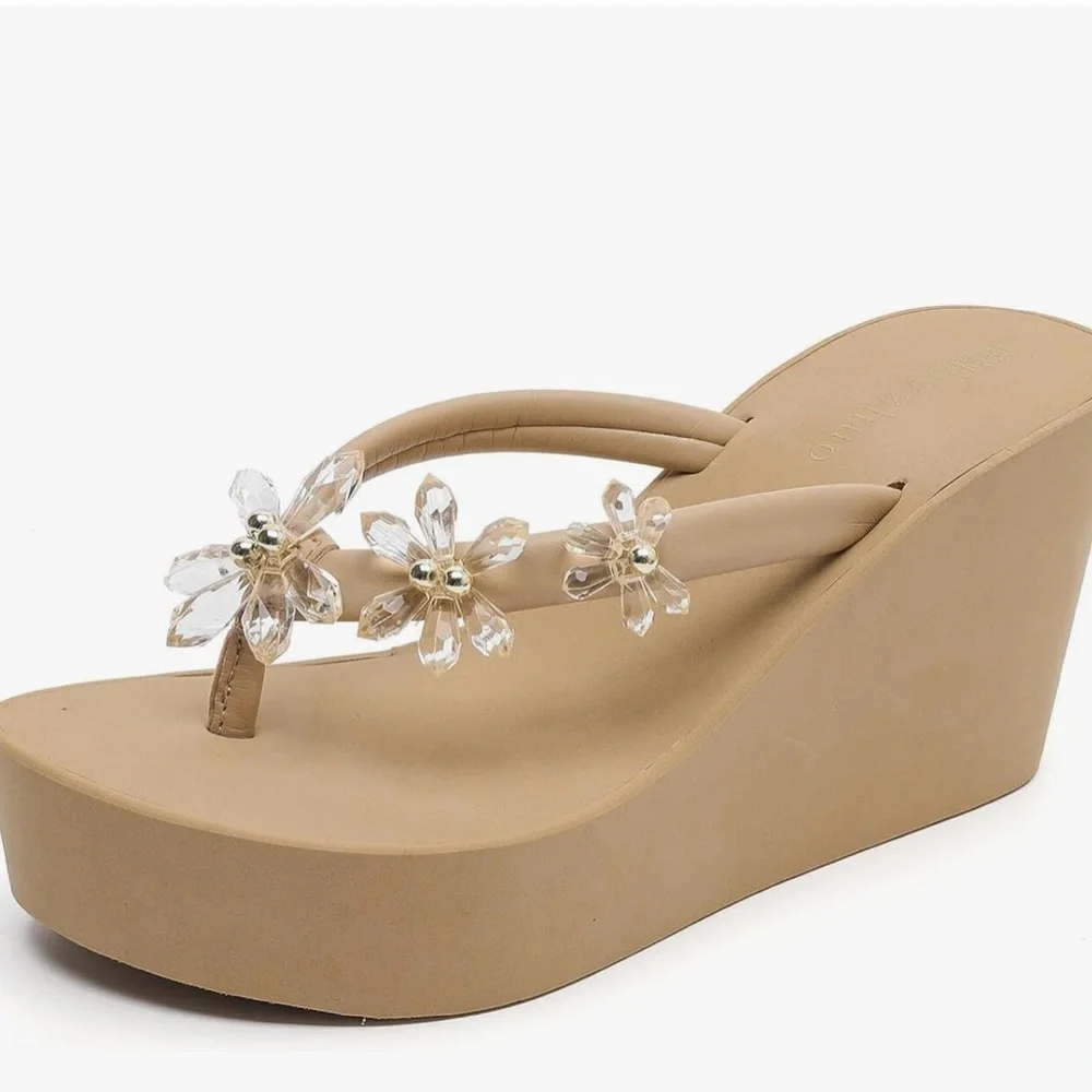 MMbyzhuo Platform Flip Flops Wedges Sandals flip flop Shoes Summer Comfy Thong 8